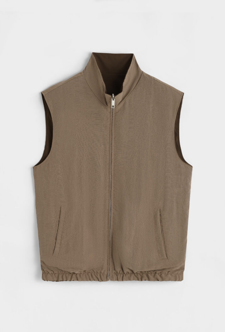 Linnen Reversible Bodywarmer - Choco