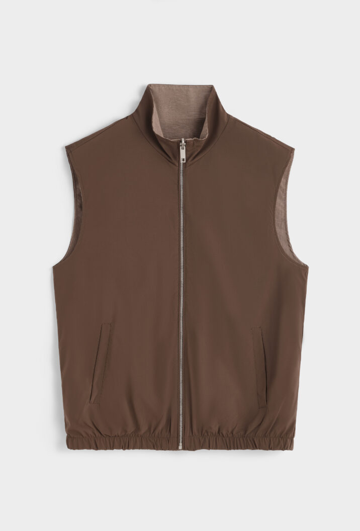 Linnen Reversible Bodywarmer - Choco