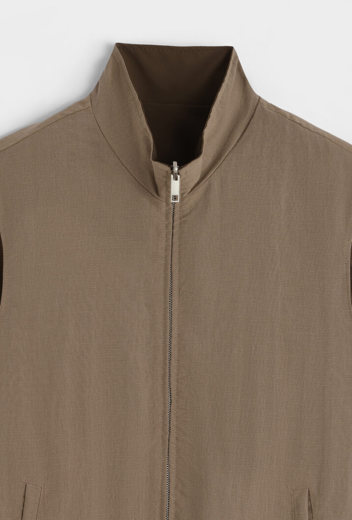 Linnen Reversible Bodywarmer - Choco