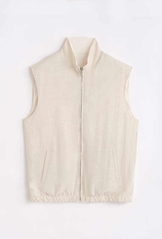 Linnen Reversible Bodywarmer - Beige