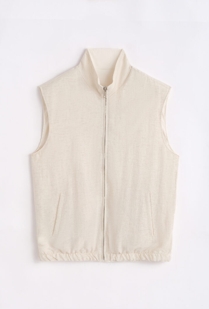 Linnen Reversible Bodywarmer - Beige