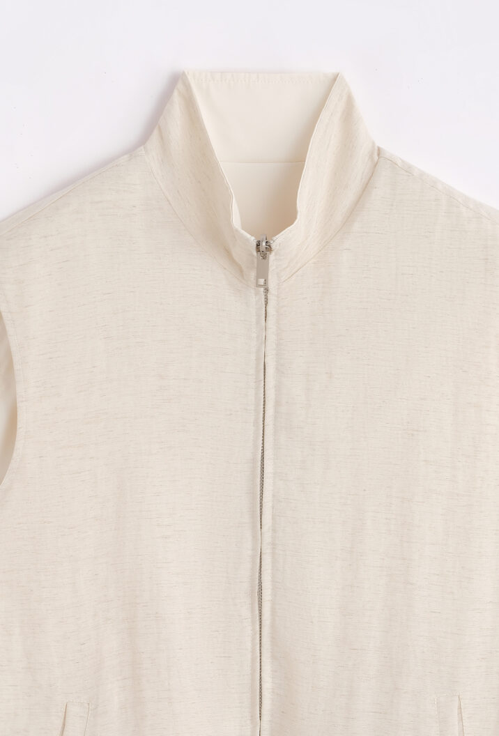 Linnen Reversible Bodywarmer - Beige