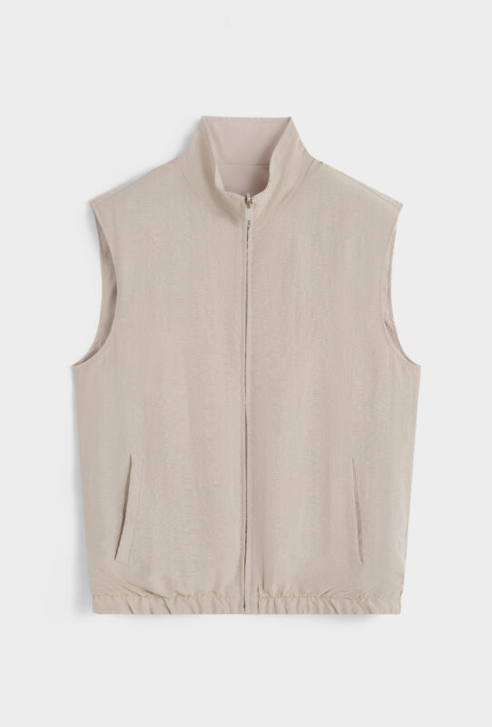 Linnen Reversible Bodywarmer - Taupe