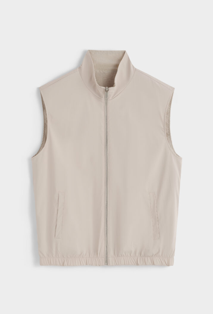 Linnen Reversible Bodywarmer - Taupe