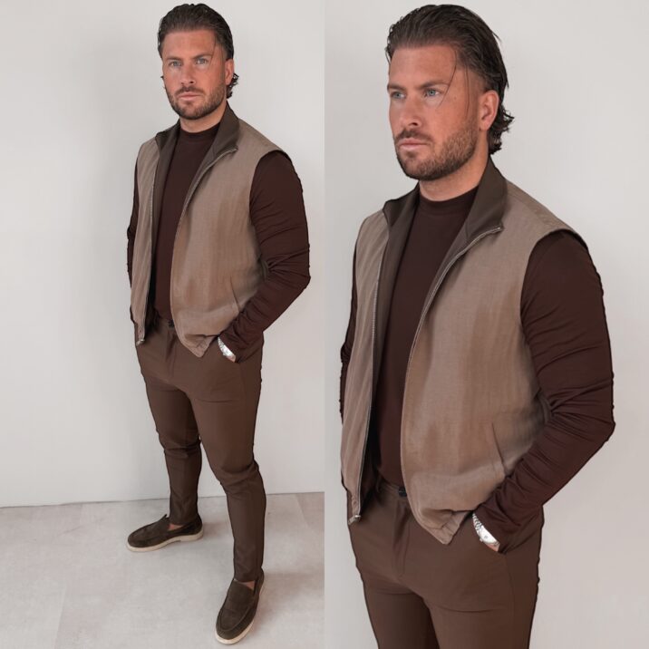 Linnen Reversible Bodywarmer - Choco