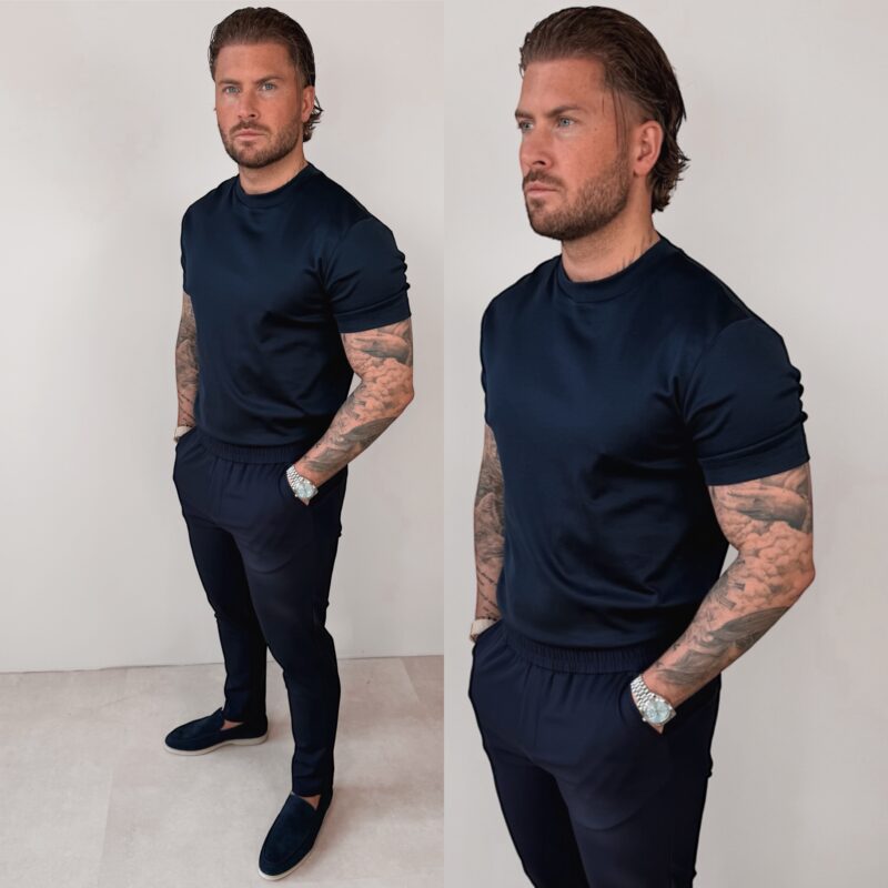 Double Mercerized Glans T-shirt - Navy