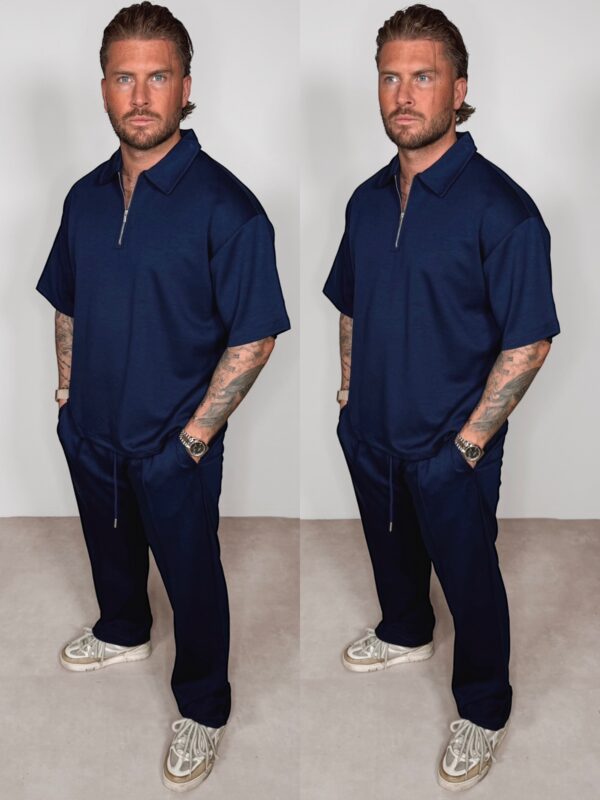 Oversized Shine Joggingsuit - Navy