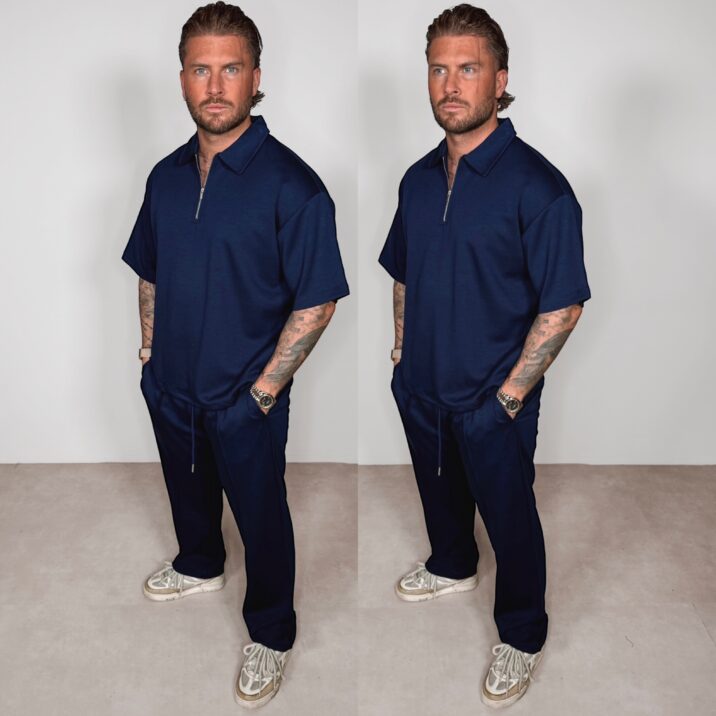 Oversized Shine Joggingsuit - Navy