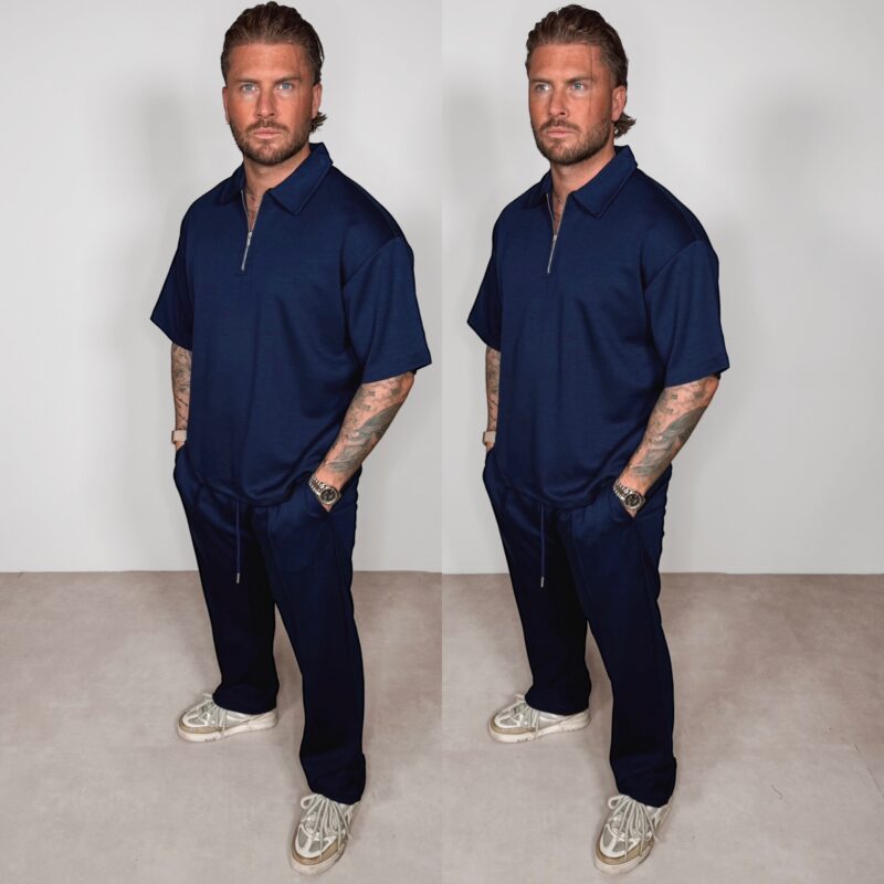 Oversized Shine Joggingsuit - Navy