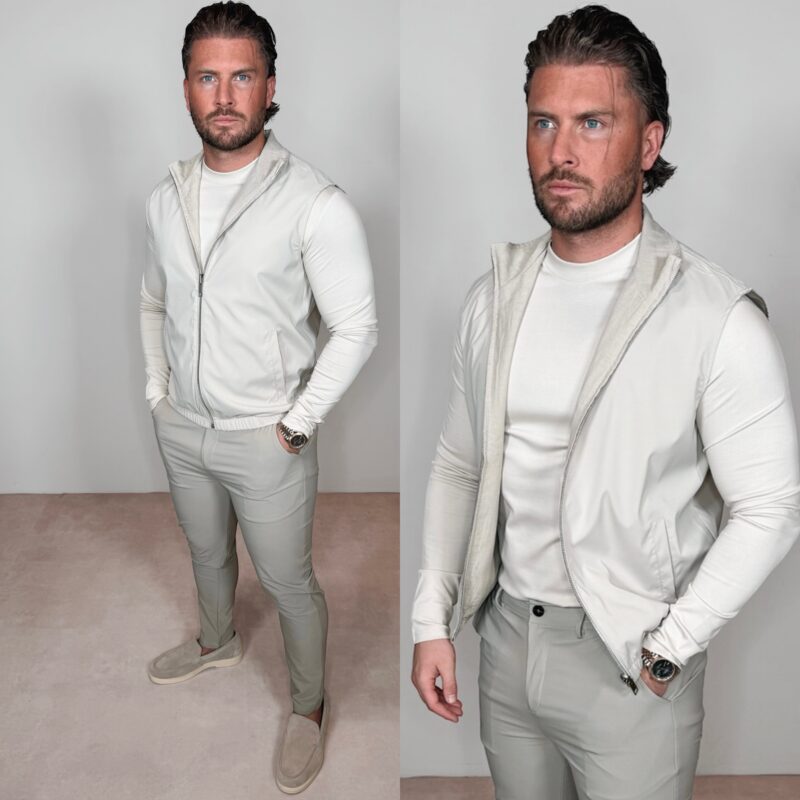 Linnen Reversible Bodywarmer - Taupe