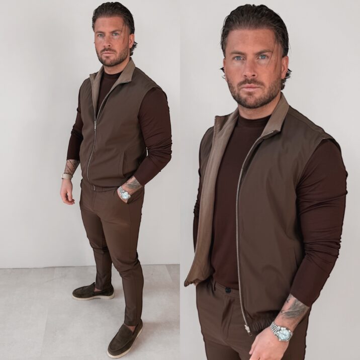 Linnen Reversible Bodywarmer - Choco