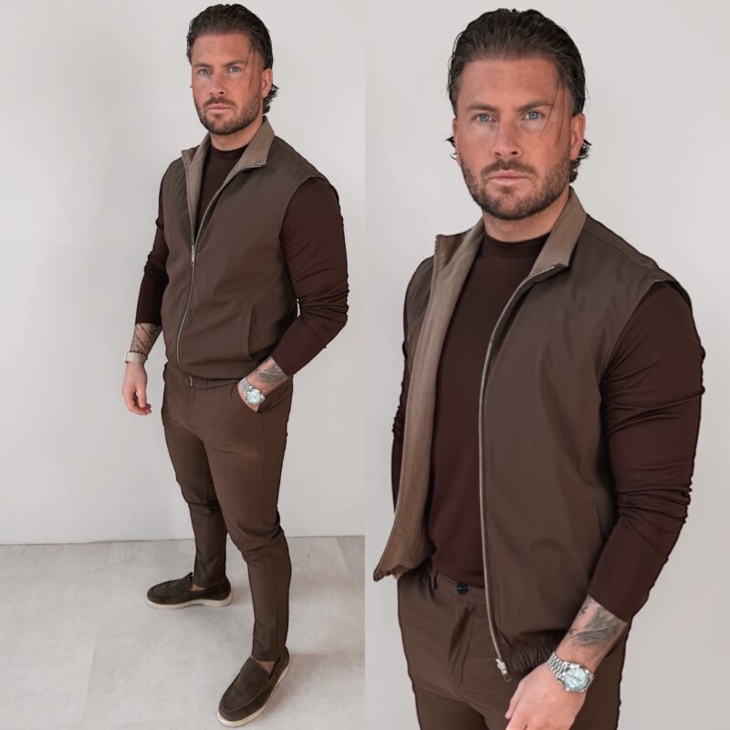 Linnen Reversible Bodywarmer - Choco