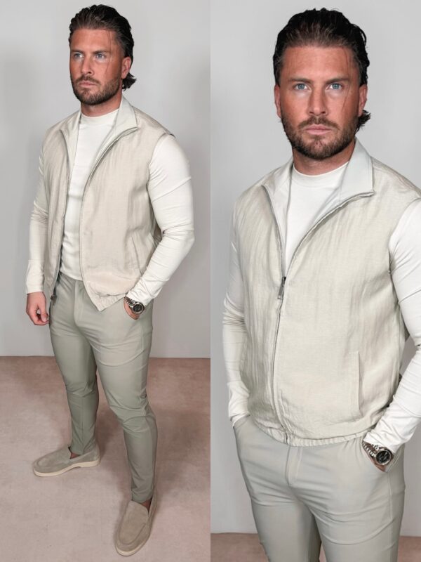 collage_export_93DB79B8-3674-40E5-ABF5-CF4784663A03 Linnen Reversible Bodywarmer - Taupe