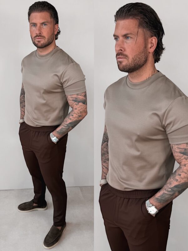 Double Mercerized Glans T-shirt - Taupe