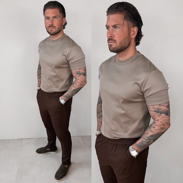Double Mercerized Glans T-shirt - Taupe