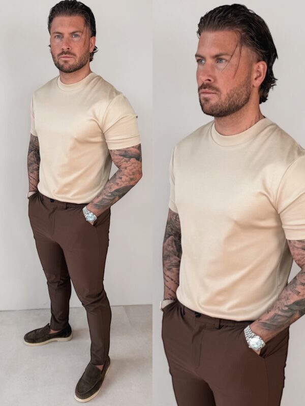 Double Mercerized Glans T-shirt - Beige
