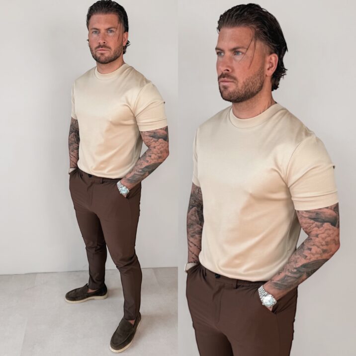 Double Mercerized Glans T-shirt - Beige