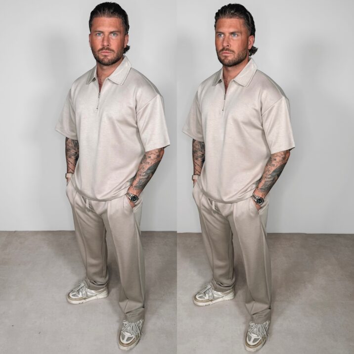 Oversized Shine Joggingsuit - Beige