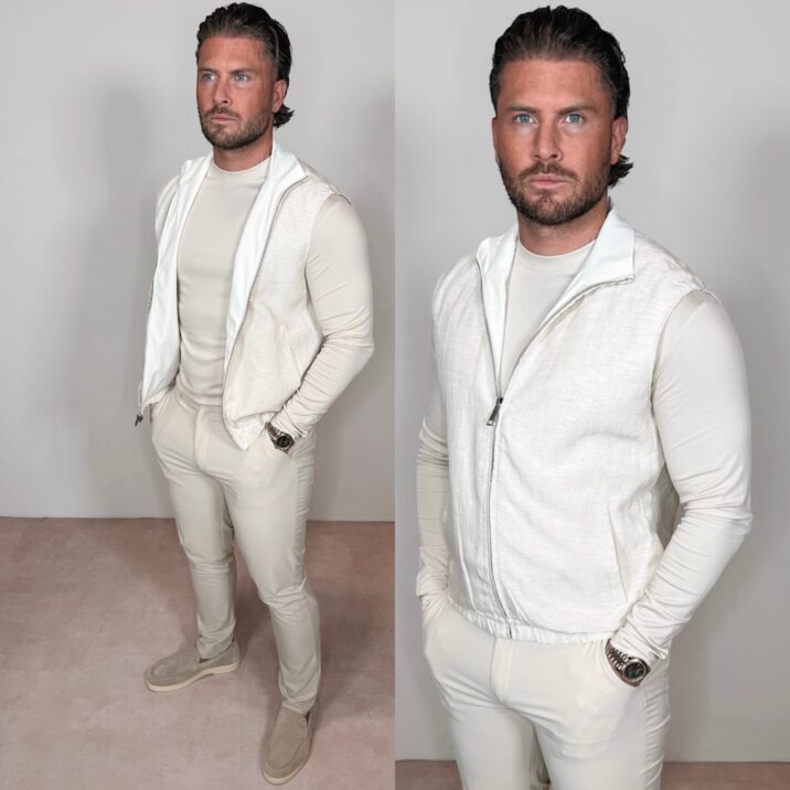 Linnen Reversible Bodywarmer - Beige