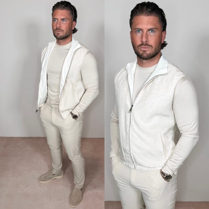 Linnen Reversible Bodywarmer - Beige