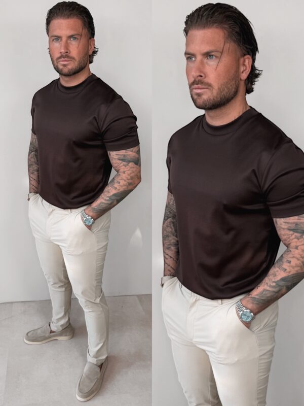 Double Mercerized Glans T-shirt - Dark Brown