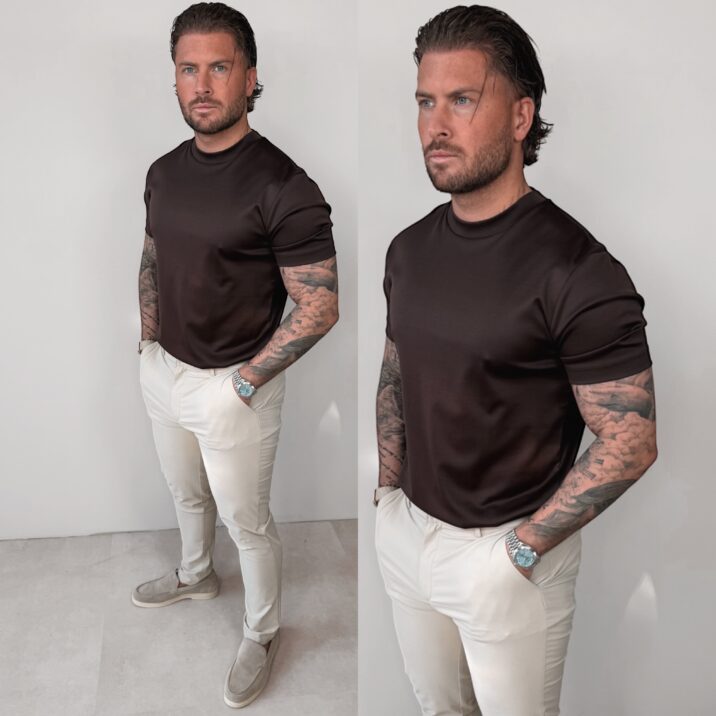 Double Mercerized Glans T-shirt - Dark Brown