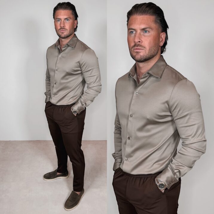 Premium Manilo Double Mercerized Blouse - Taupe