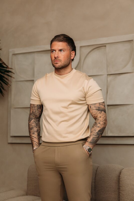 Double Mercerized Glans T-shirt - Beige