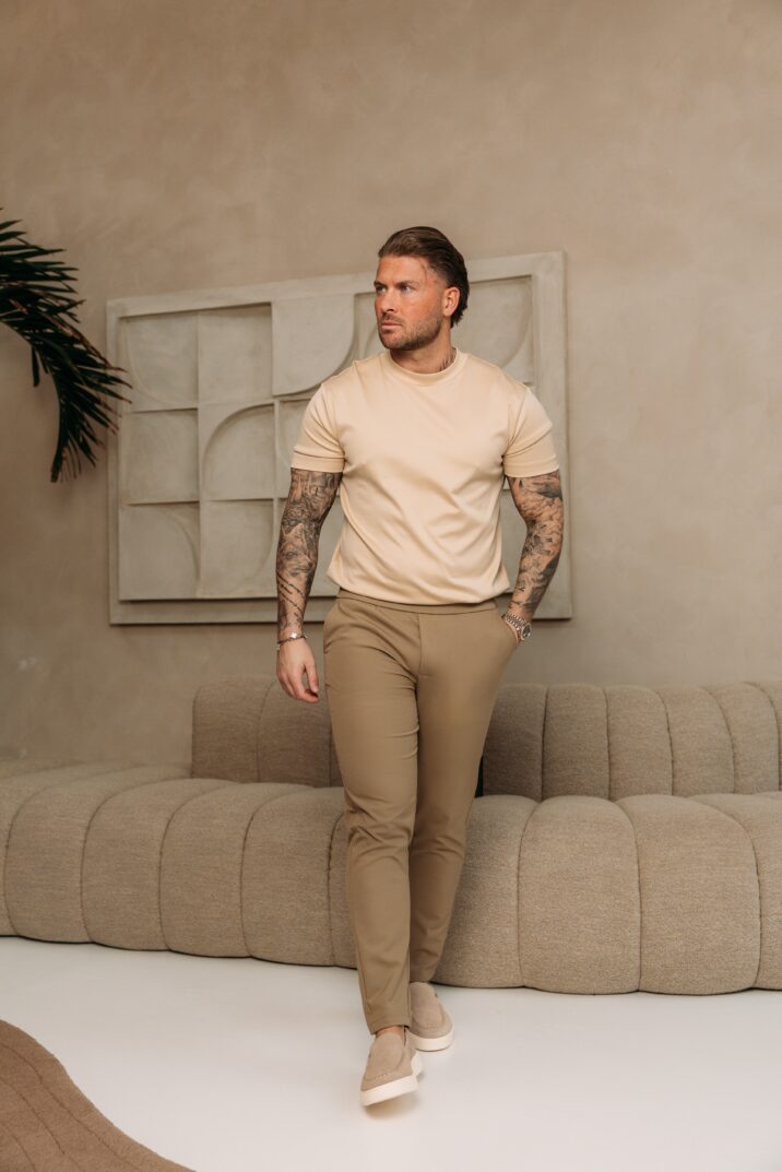 Double Mercerized Glans T-shirt - Beige