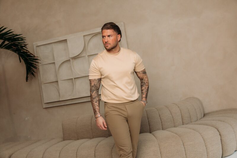 Double Mercerized Glans T-shirt - Beige