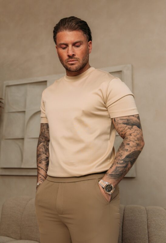 Double Mercerized Glans T-shirt - Beige