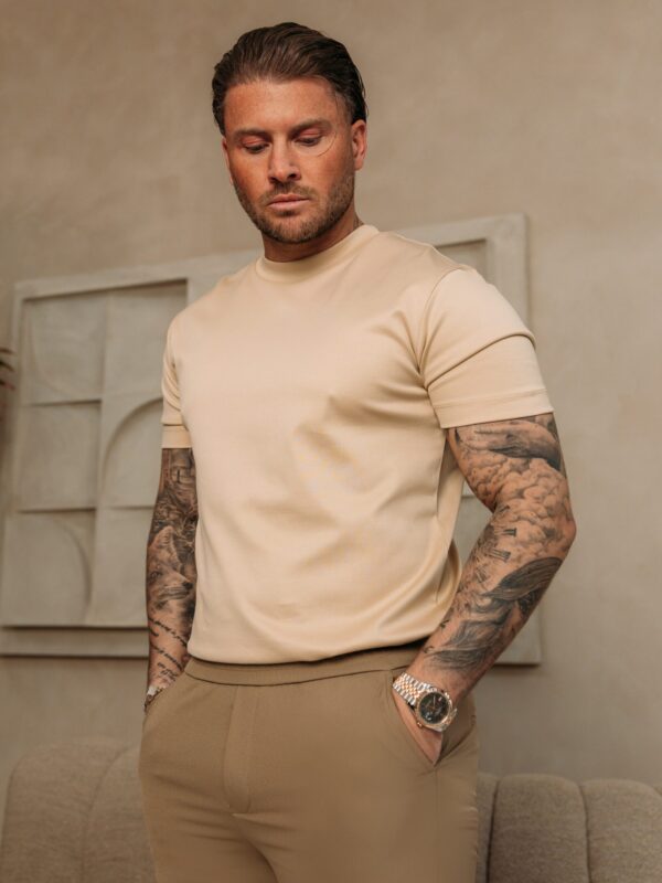 Double Mercerized Glans T-shirt - Beige