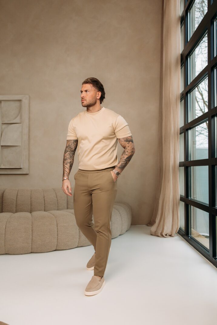 Double Mercerized Glans T-shirt - Beige