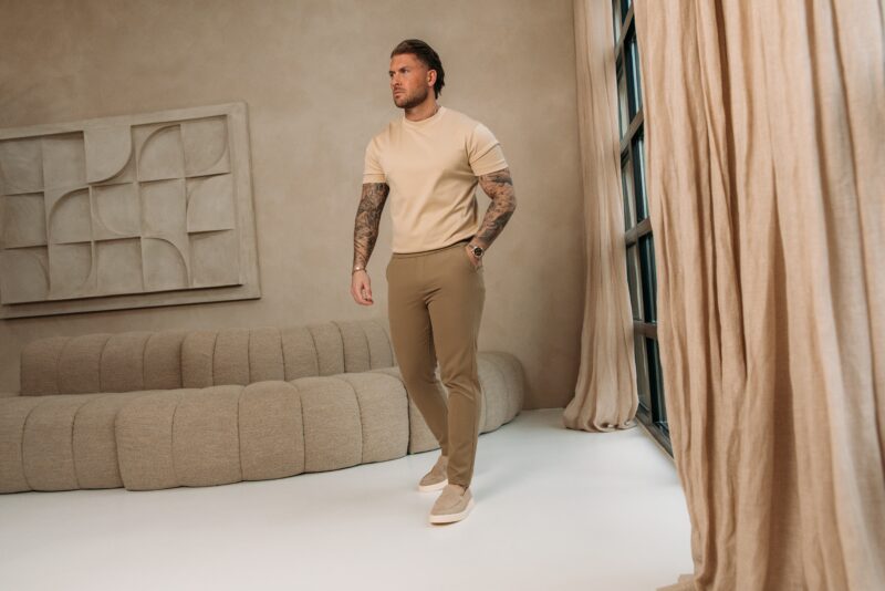 Double Mercerized Glans T-shirt - Beige