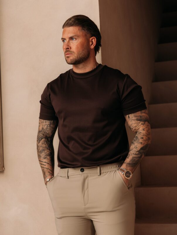 Double Mercerized Glans T-shirt - Dark Brown