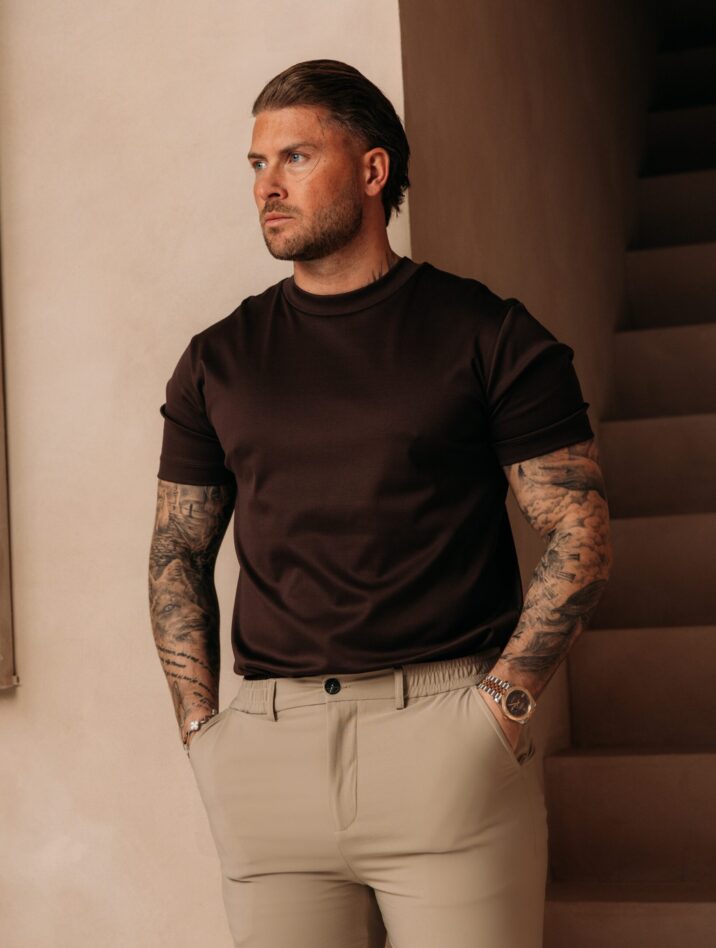 Double Mercerized Glans T-shirt - Dark Brown