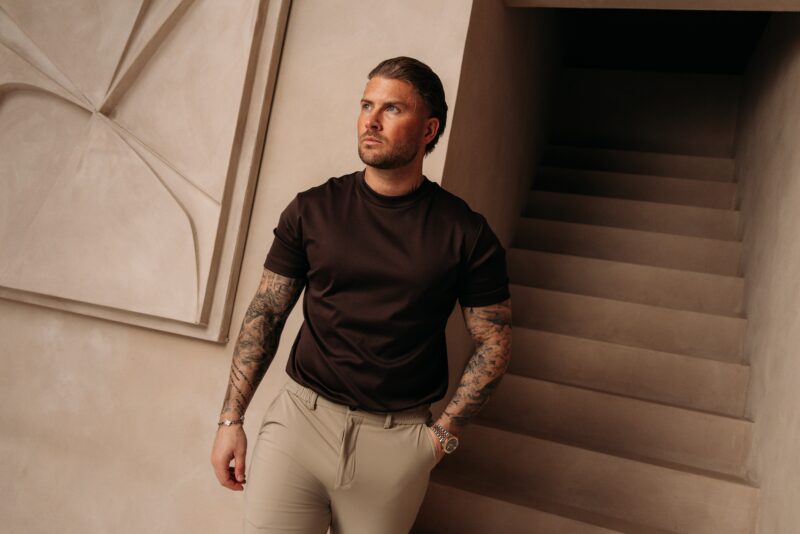 Double Mercerized Glans T-shirt - Dark Brown