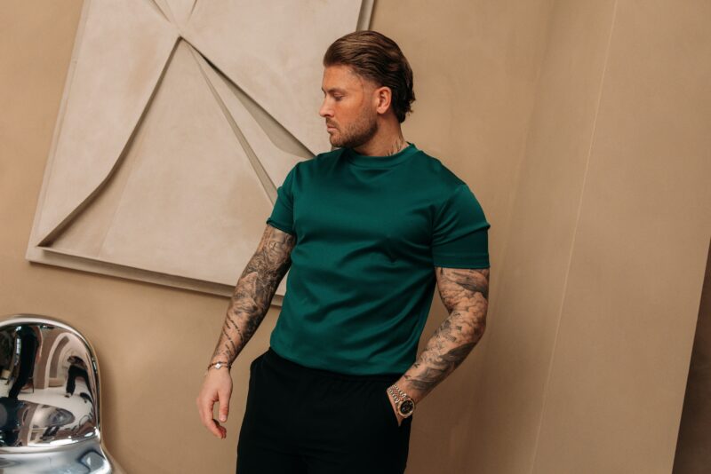 Double Mercerized Glans T-shirt - Petrol