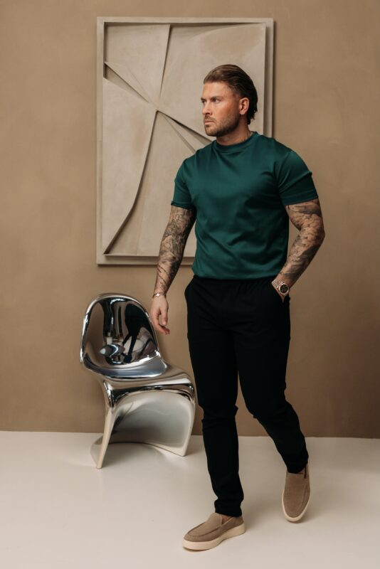 Double Mercerized Glans T-shirt - Petrol