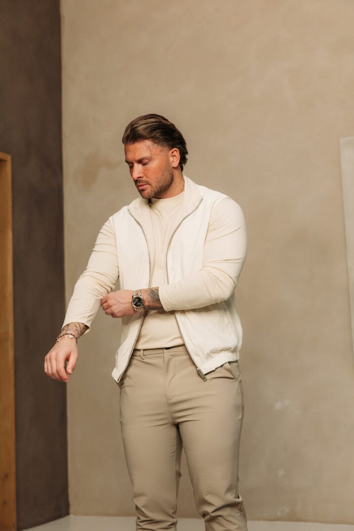 Linnen Reversible Bodywarmer - Beige