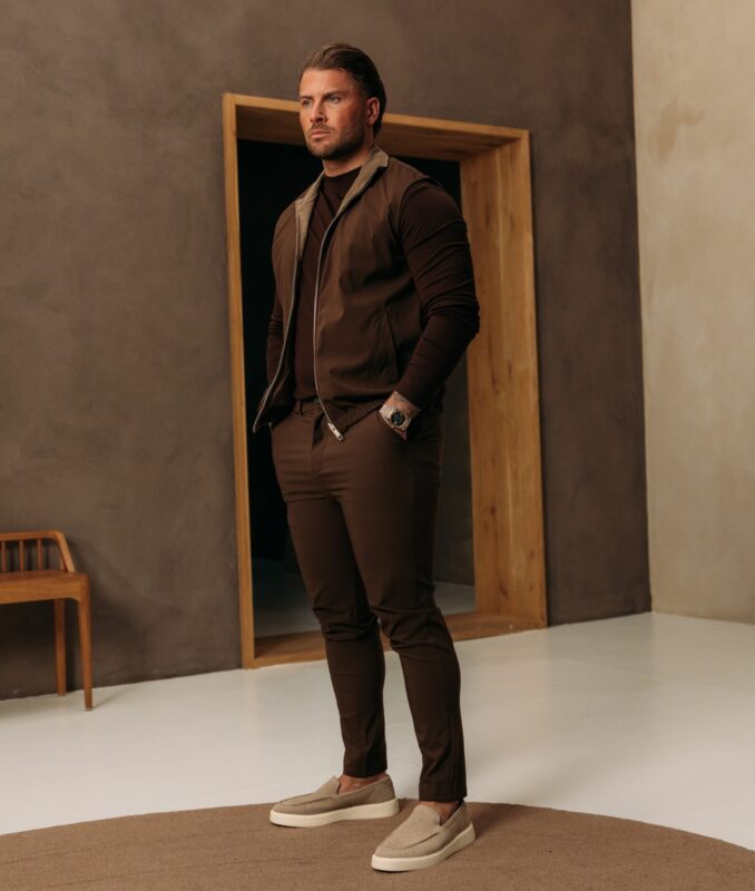 Linnen Reversible Bodywarmer - Choco