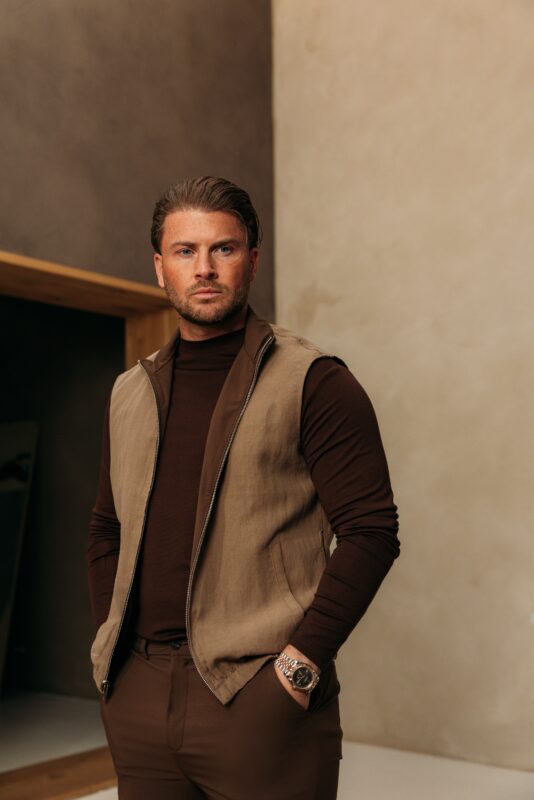 Linnen Reversible Bodywarmer - Choco
