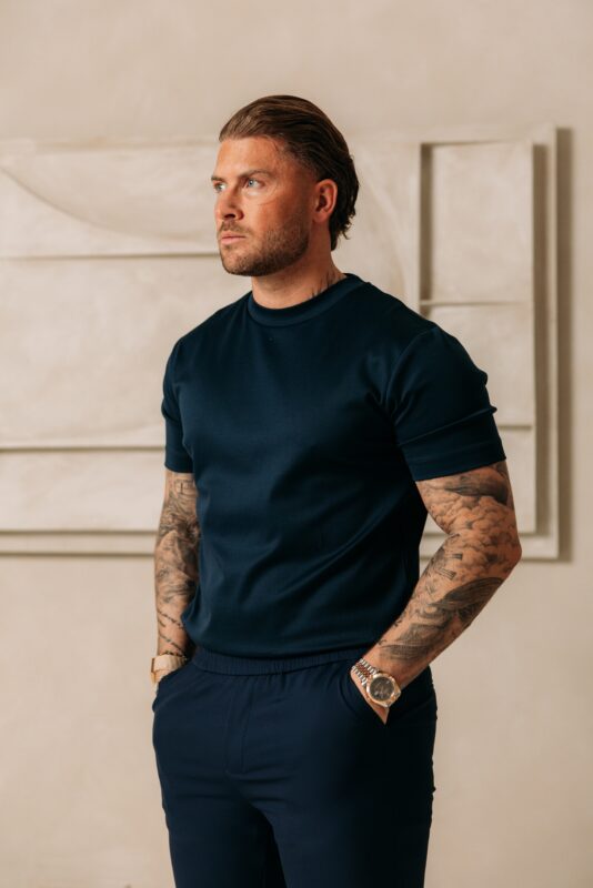 Double Mercerized Glans T-shirt - Navy