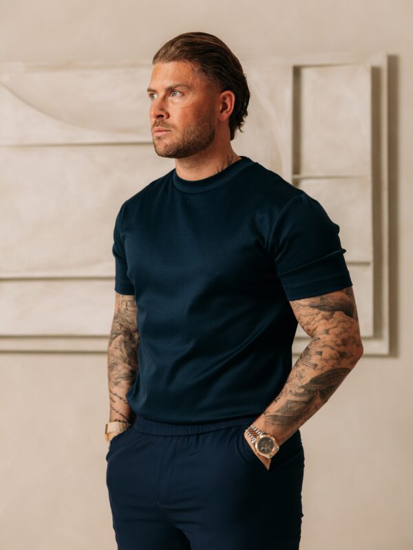 Double Mercerized Glans T-shirt - Navy