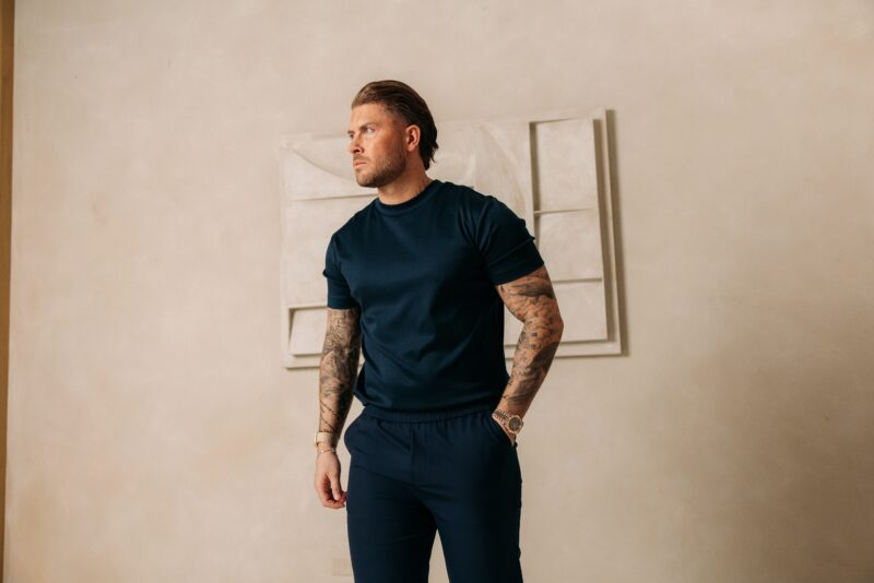 Double Mercerized Glans T-shirt - Navy