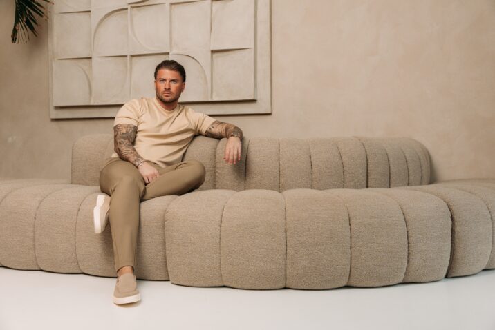 Double Mercerized Glans T-shirt - Beige