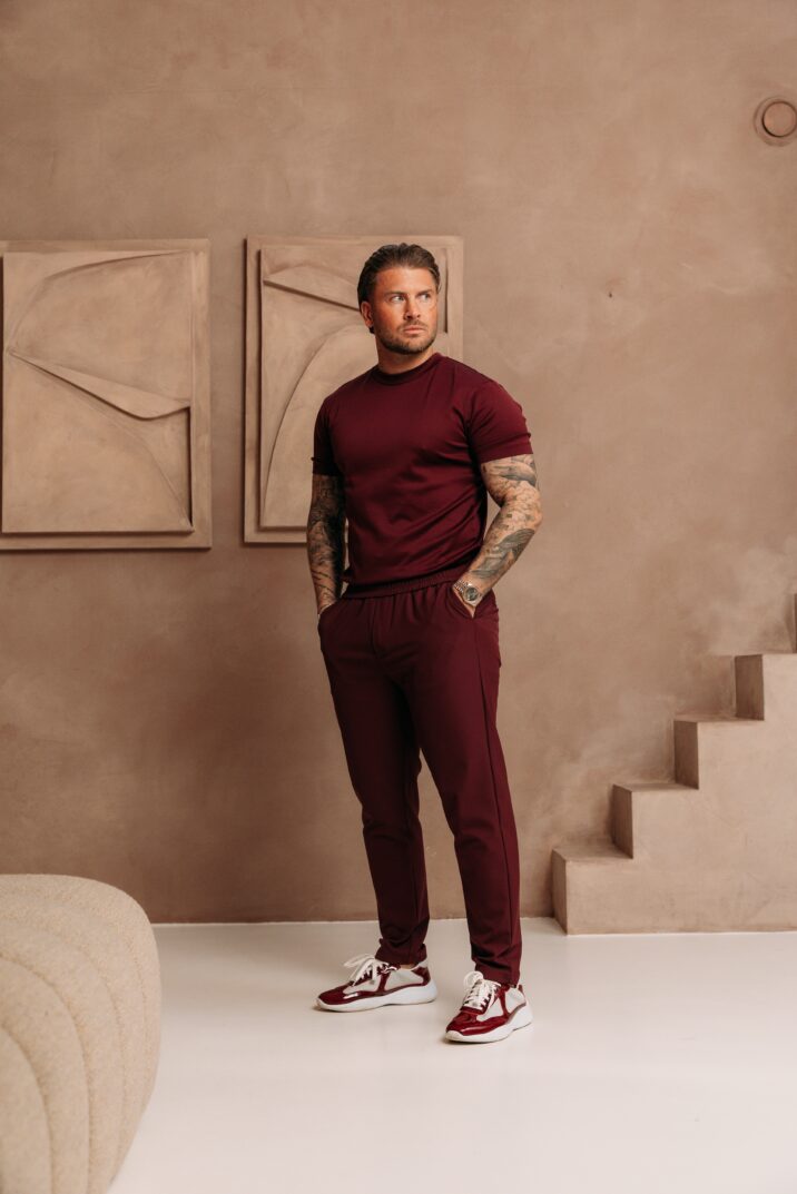 Double Mercerized Glans T-shirt - Burgundy