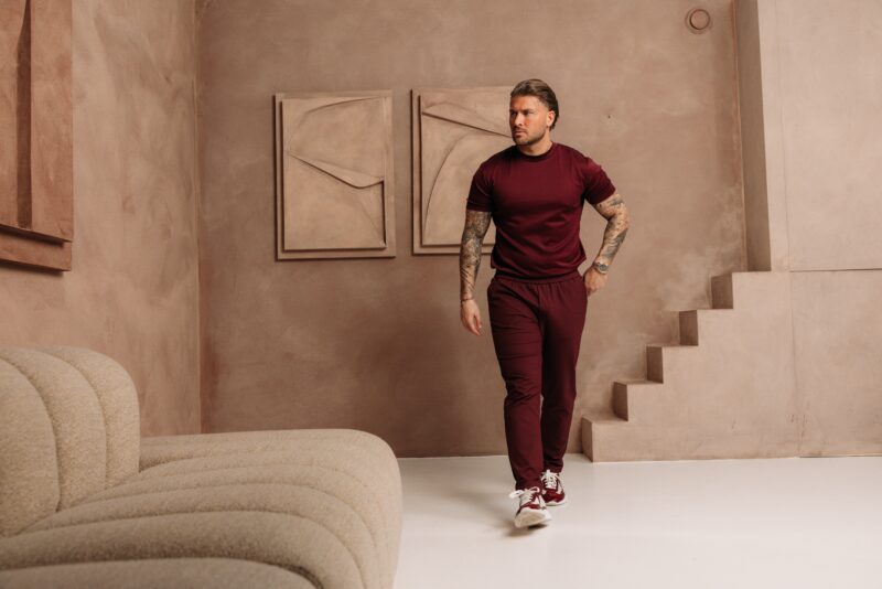 Double Mercerized Glans T-shirt - Burgundy