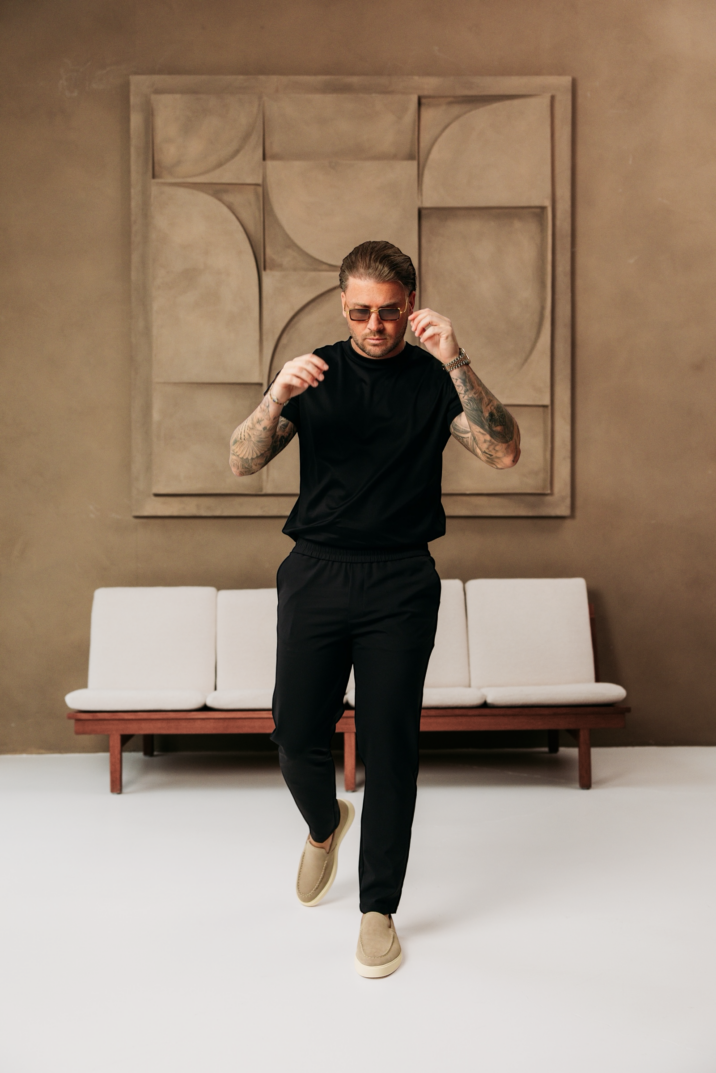 Double Mercerized Glans T-shirt - Black