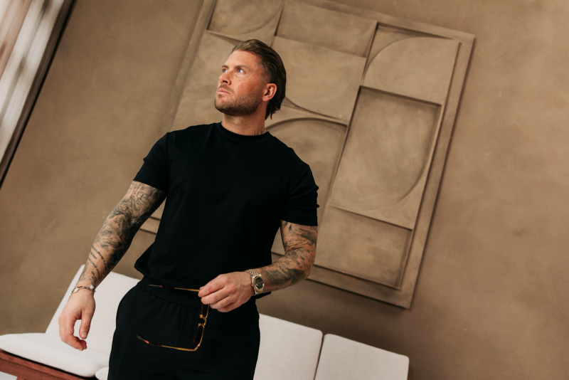 Double Mercerized Glans T-shirt - Black